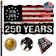 Volta Black American Flag 2x3 ft double-sided design
