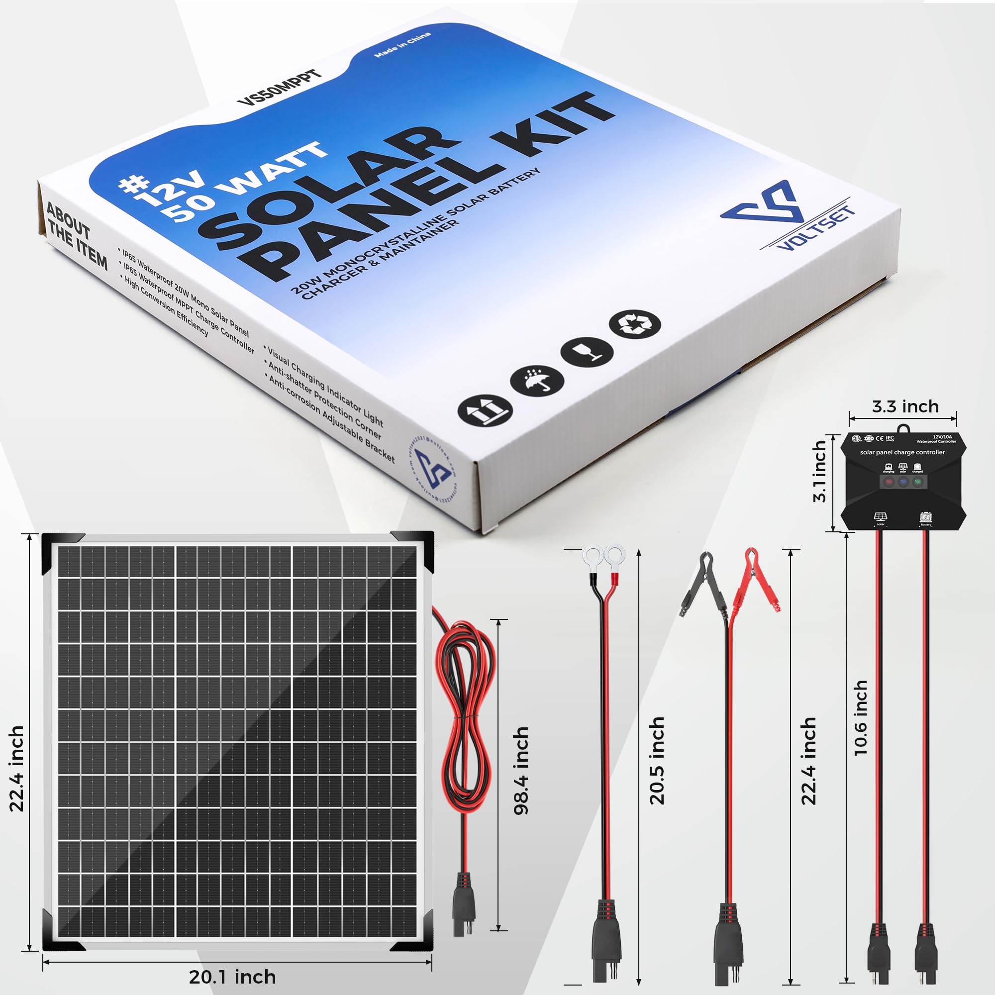 Voltset solar panel installation setup with RV battery