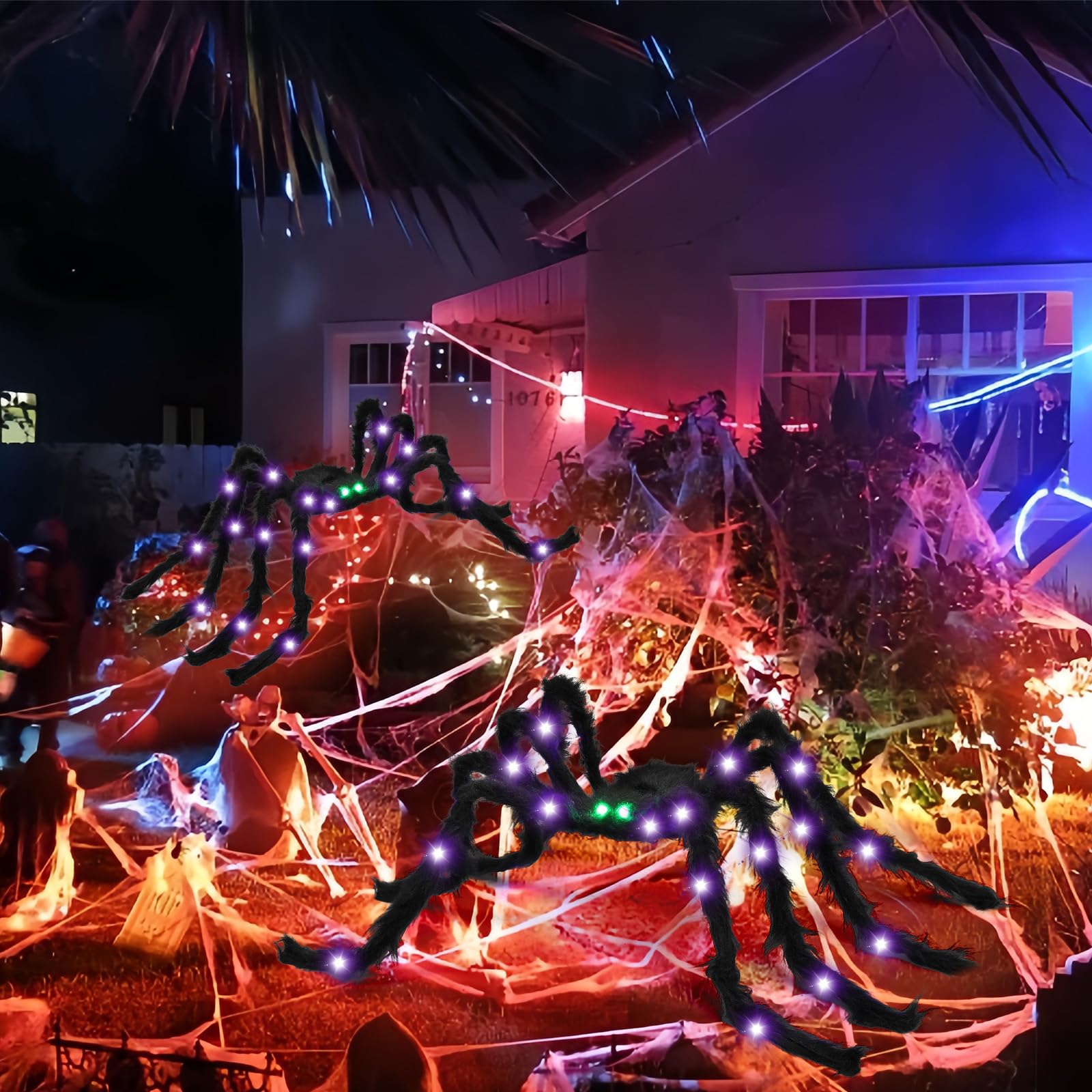 VOMAOK Halloween Spider with flexible legs positioned on a tree