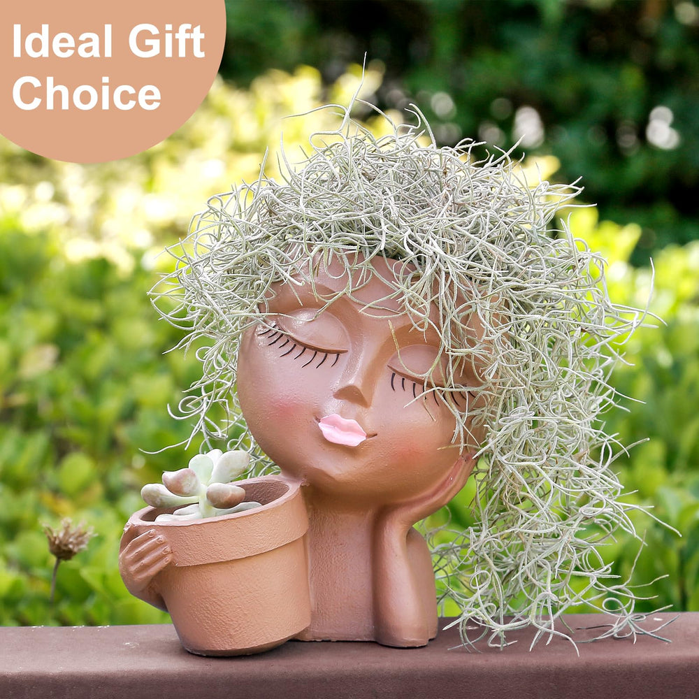 vomiceak Black Lady Face Planter Pot back view