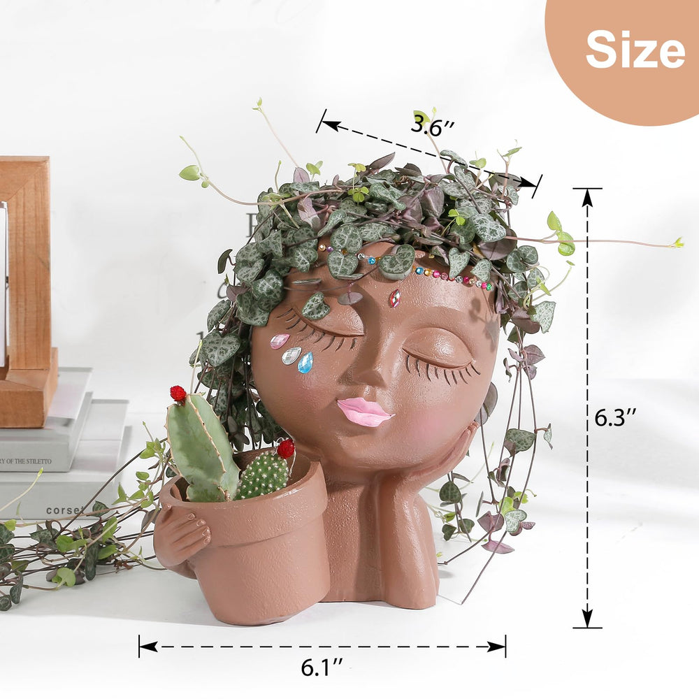 vomiceak Black Lady Face Planter Pot side view