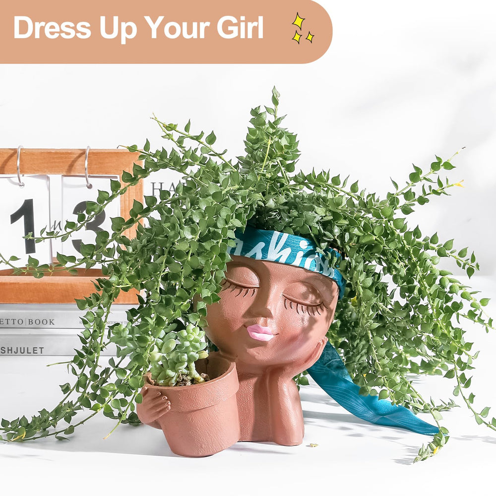 vomiceak Black Lady Face Planter Pot with DIY accessories