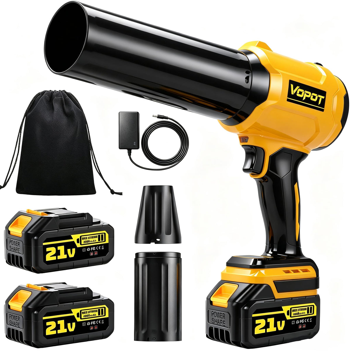 Vopot Cordless Leaf Blower front view with LED light