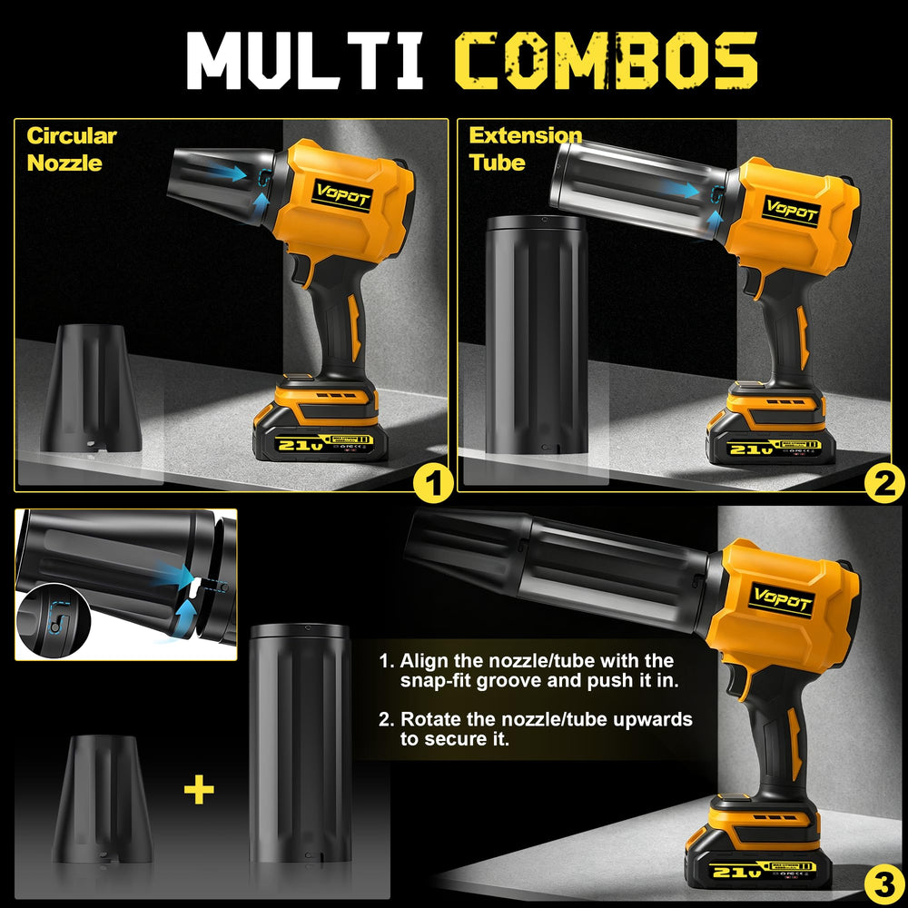 Vopot Cordless Leaf Blower showing ergonomic grip