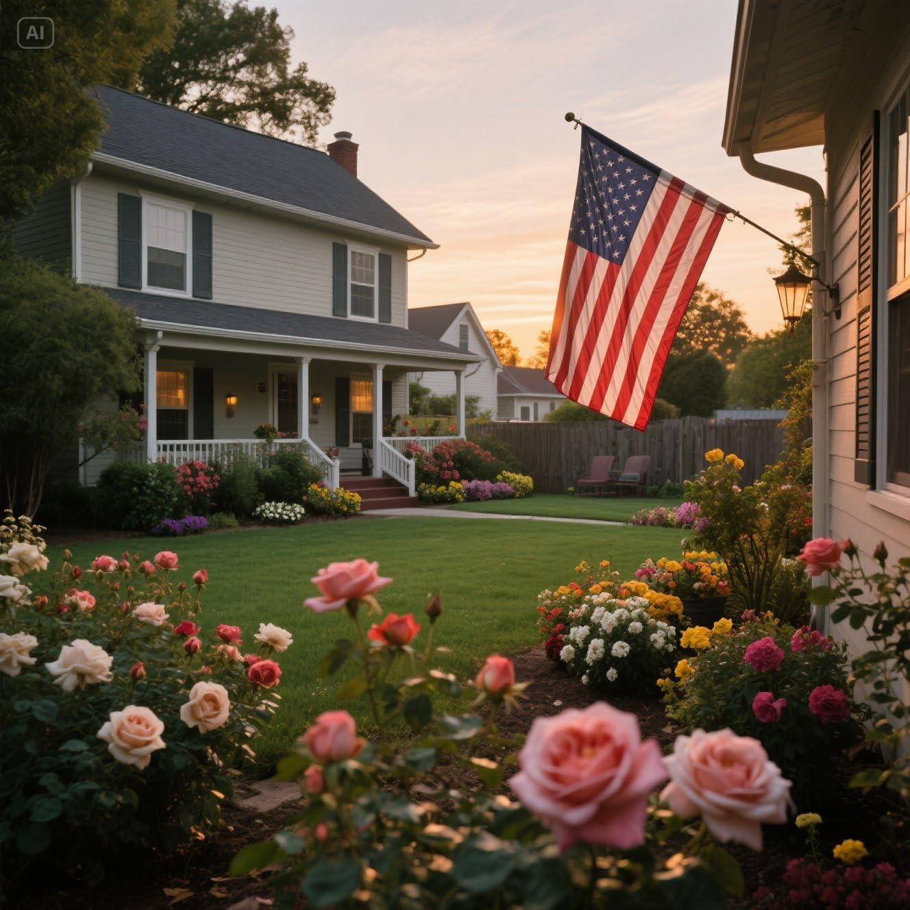 VORENUS American Flag with wind in outdoor setting