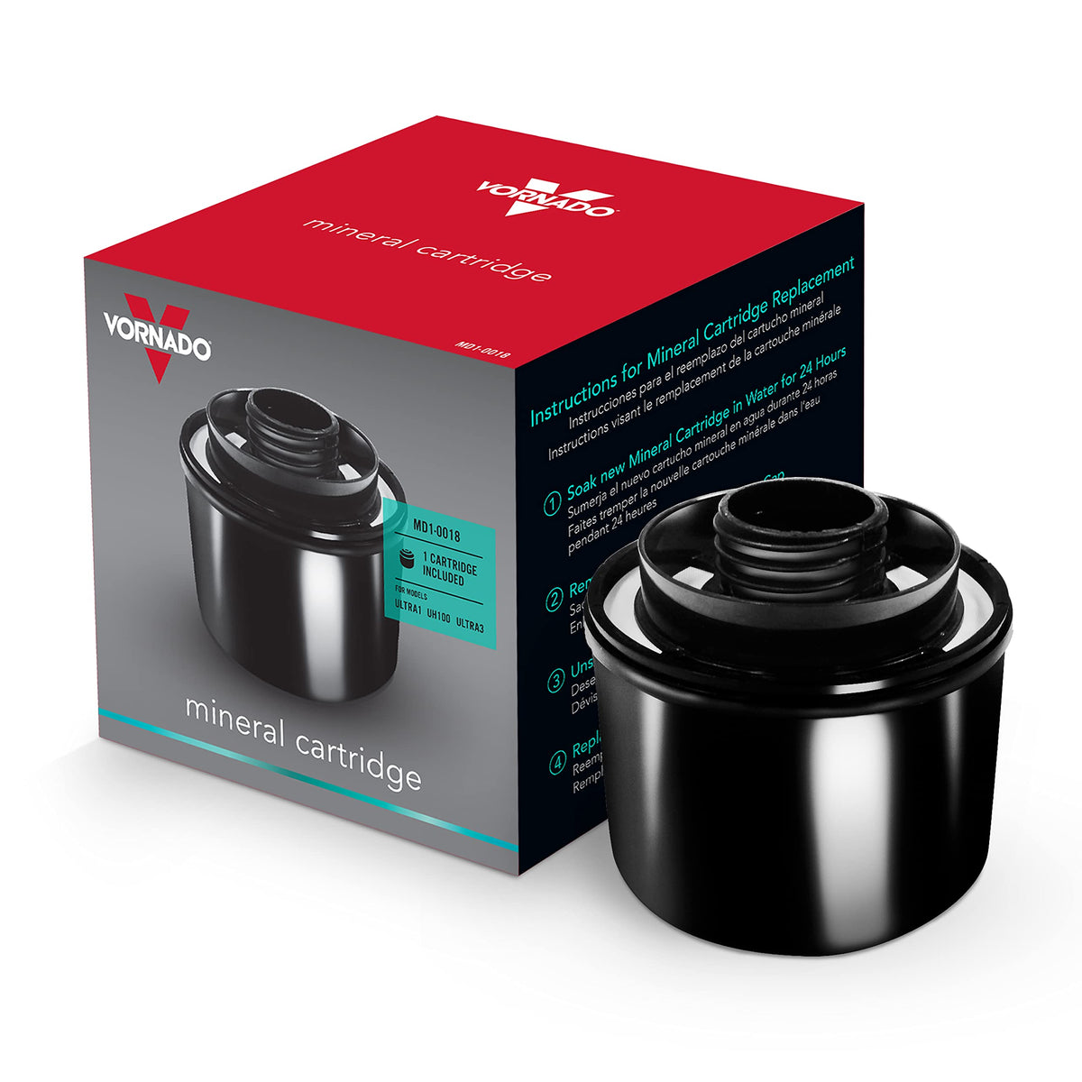 Vornado Replacement Ultrasonic Mineral Cartridge black front view