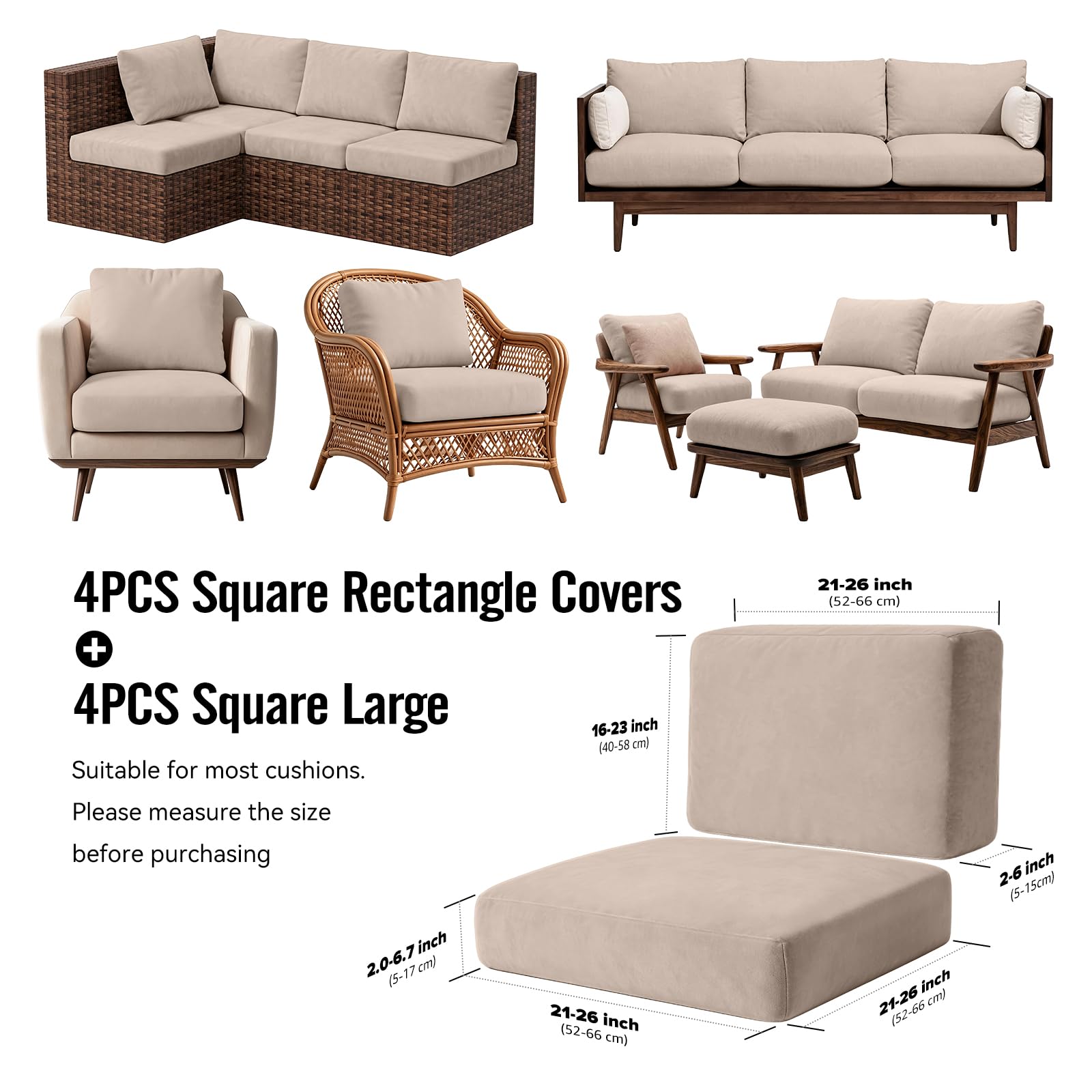 Vorshape 8Pcs cushion covers, showing different sizes
