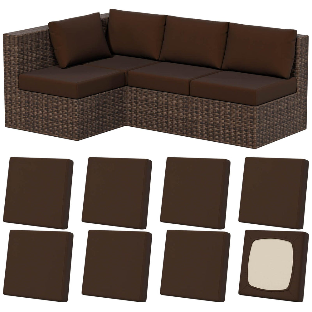 Vorshape 8Pcs Outdoor Cushion Covers dark coffee color front view