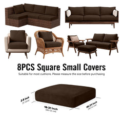 Vorshape 8Pcs Outdoor Cushion Covers dark coffee side view