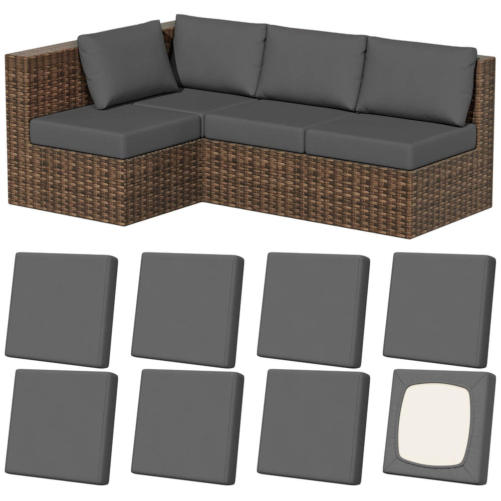 Vorshape 8Pcs Outdoor Cushion Covers in Medium Grey, front view