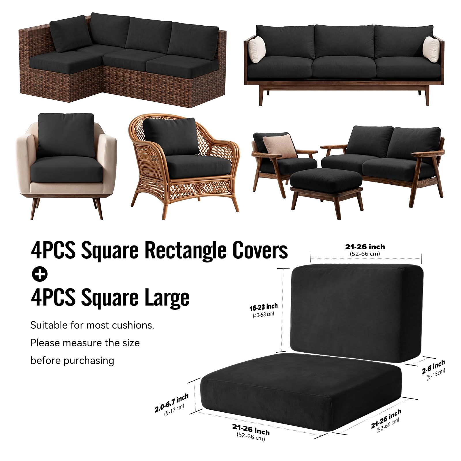 Vorshape 8Pcs Outdoor Cushion Covers, showing stretch-fit design