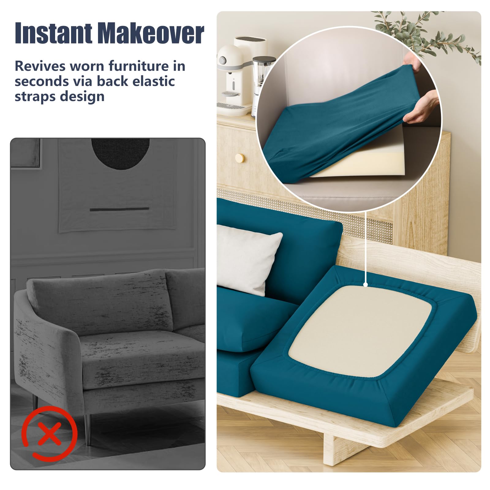 Vorshape cushion cover protecting against stains and scratches