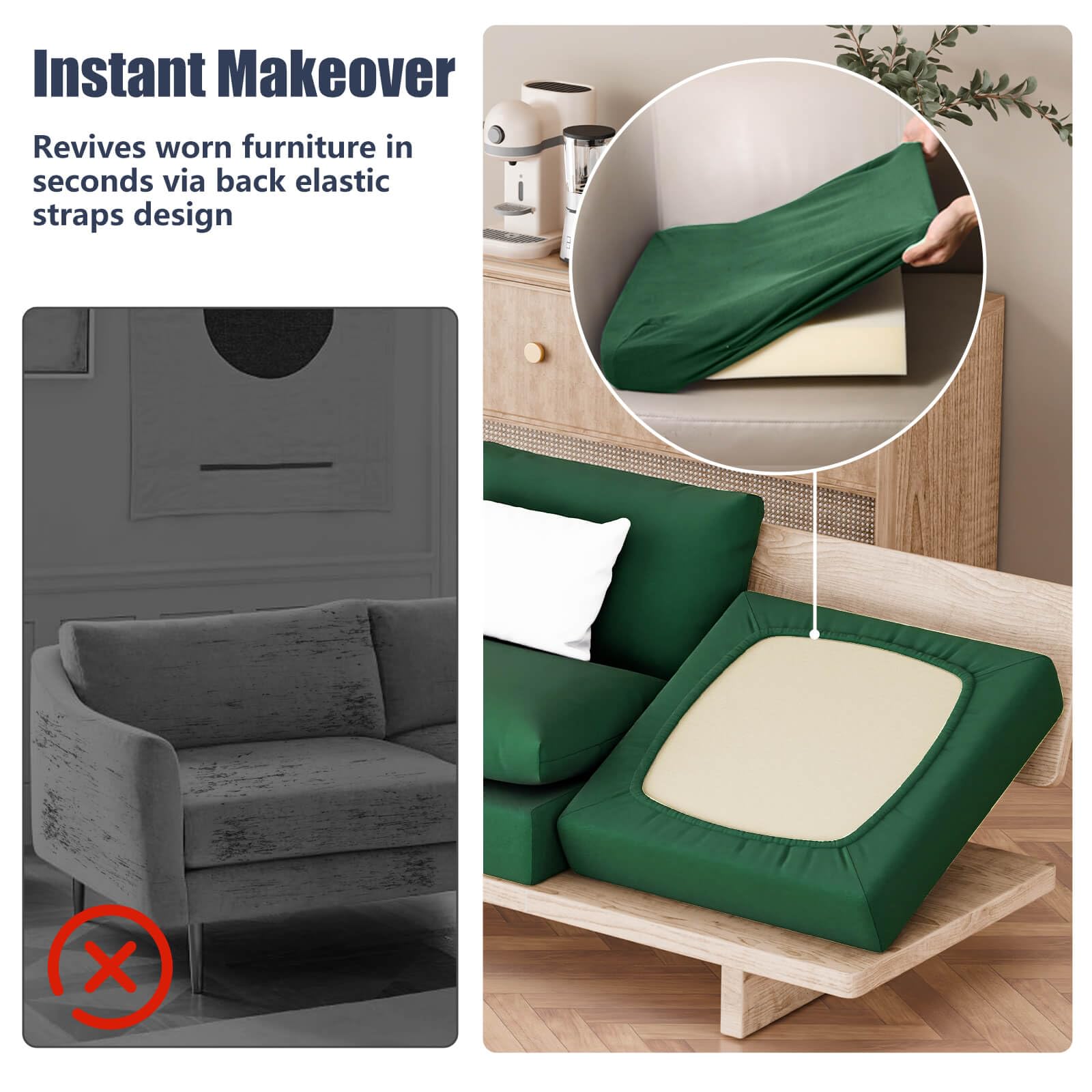 Vorshape cushion cover showing elastic fit