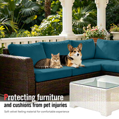 Vorshape cushion covers displayed on outdoor patio chairs
