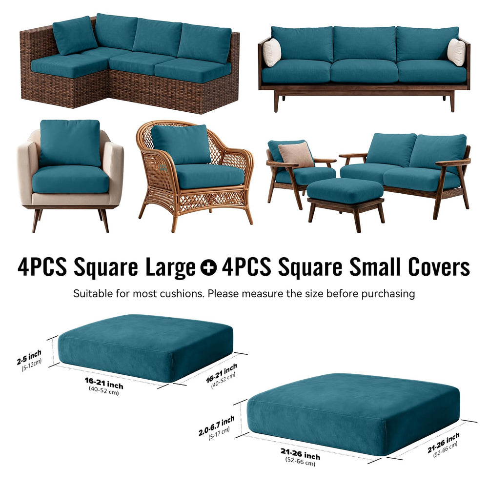 Vorshape cushion covers displayed on patio chairs