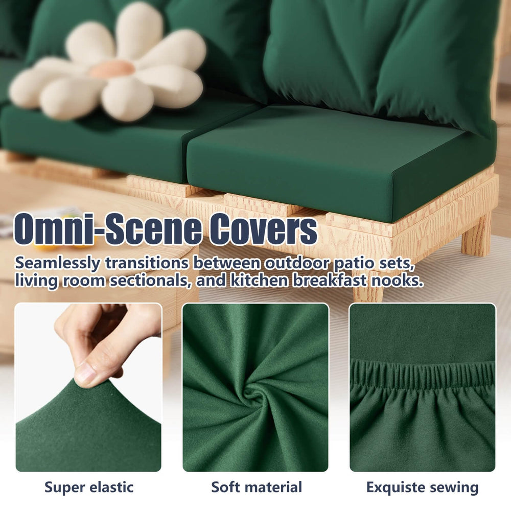 Vorshape cushion covers displayed on patio furniture