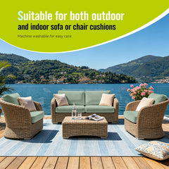Vorshape cushion covers in Sage Green on a sofa