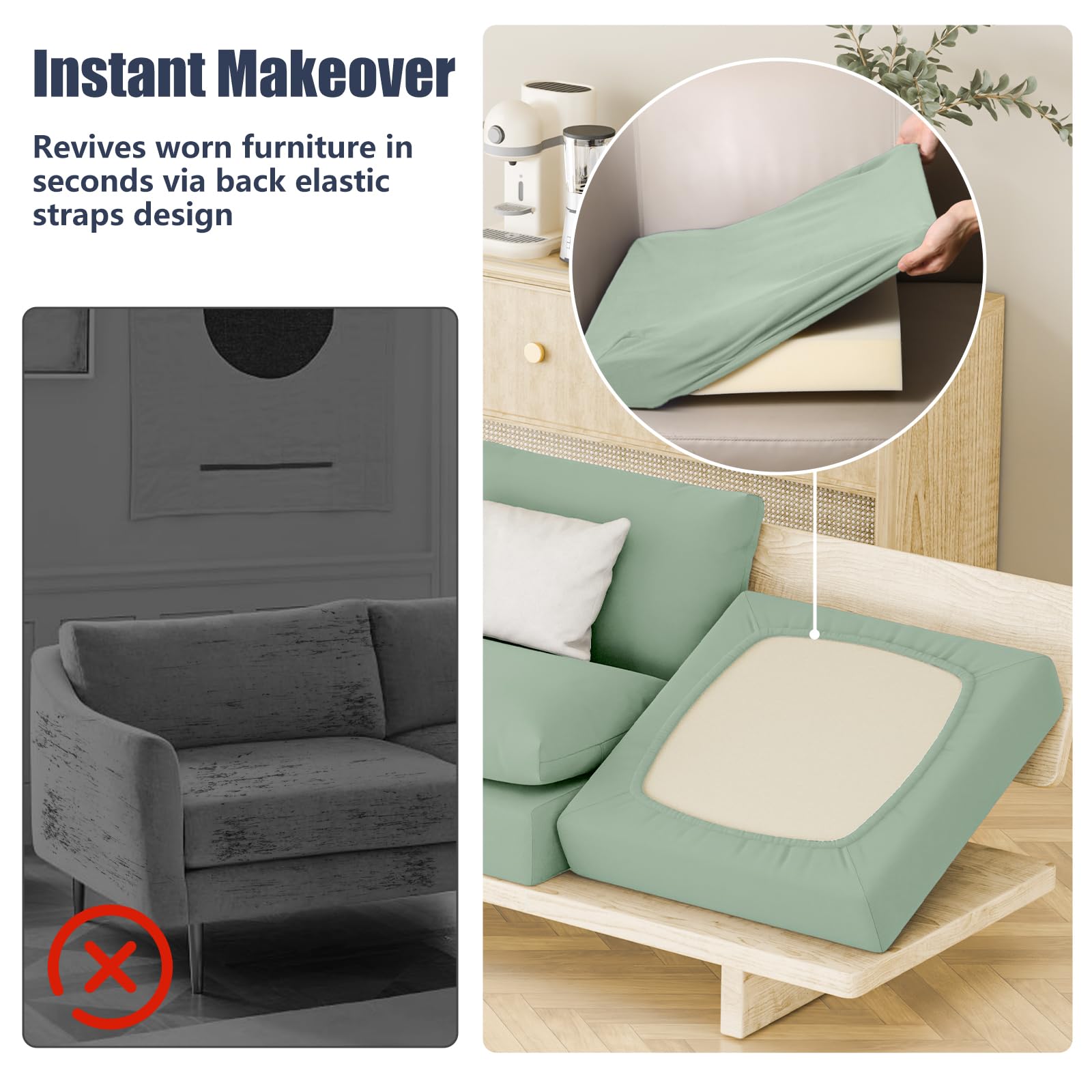 Vorshape cushion covers protecting against stains and scratches