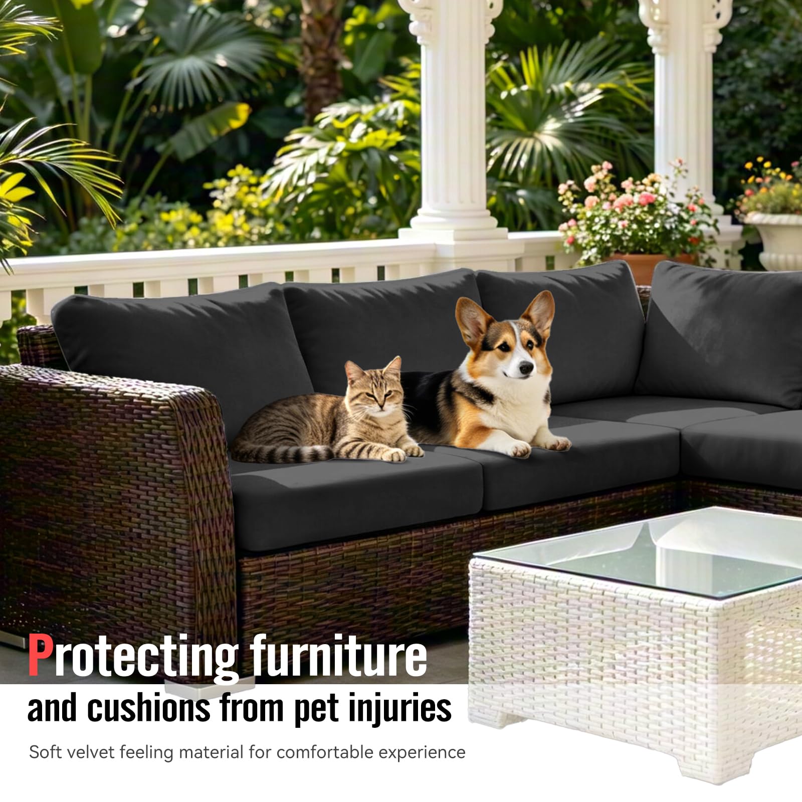 Vorshape cushion covers showing elastic straps for snug fit