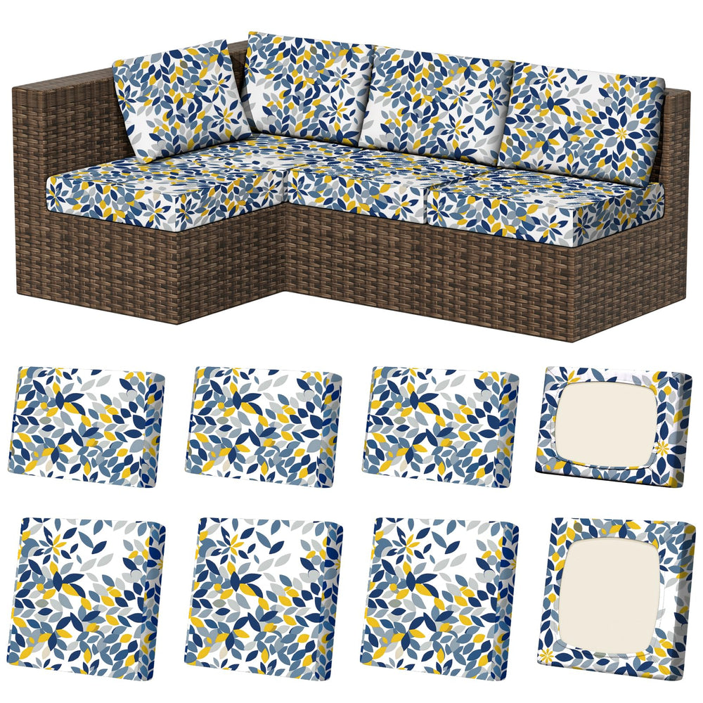 Vorshape outdoor cushion covers, 8 pcs, Leaf Mandala design
