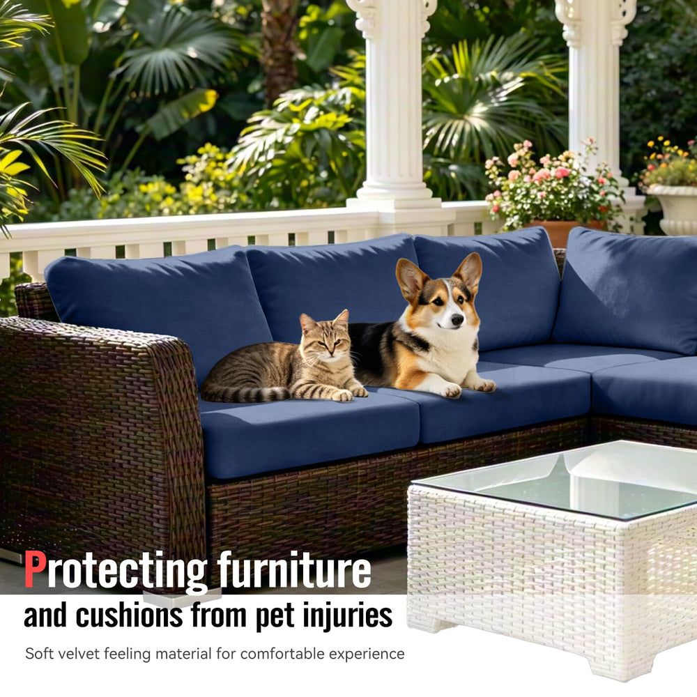 Vorshape outdoor cushion covers navy blue, on RV cushions