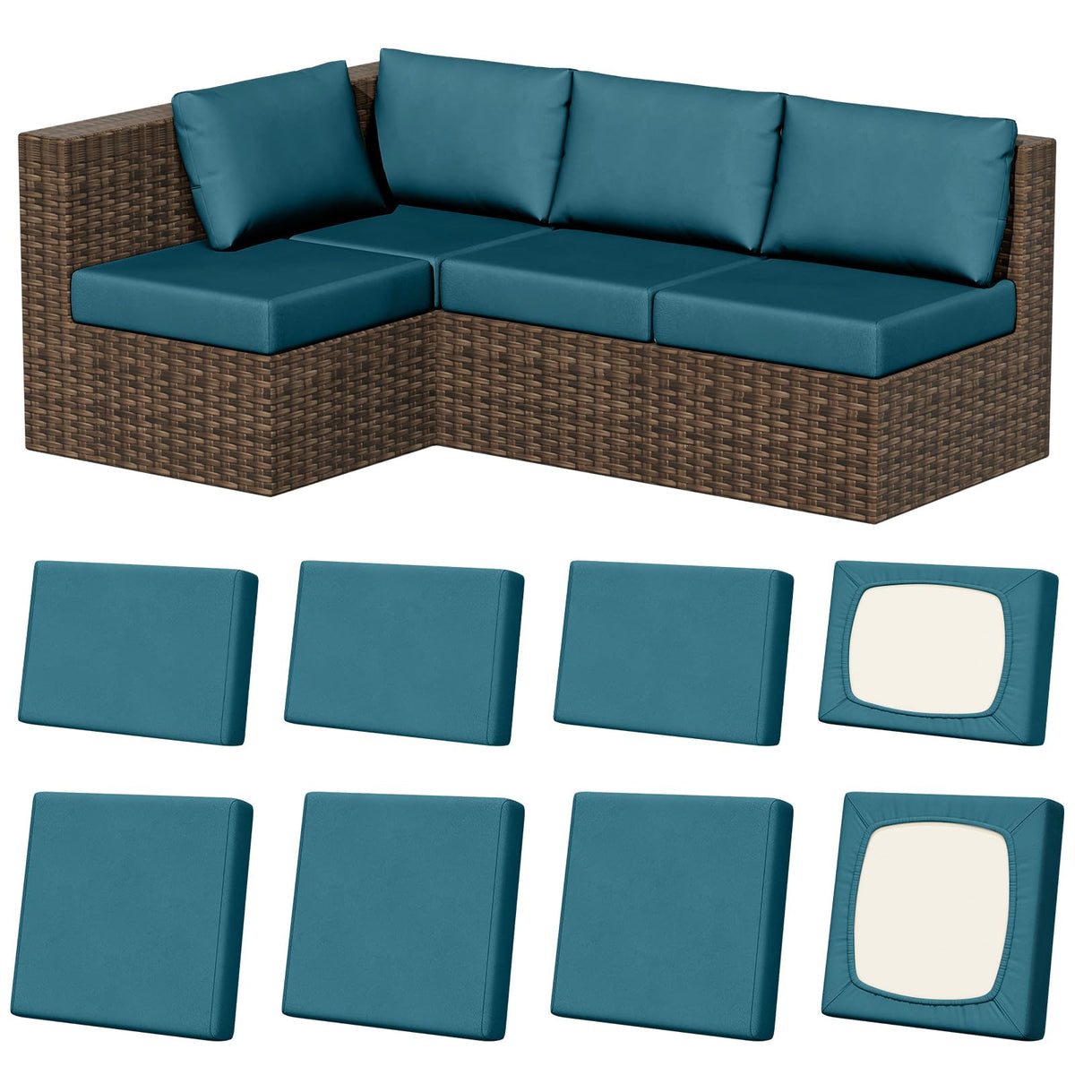 Vorshape outdoor cushion covers petrol-blue square-large and rectangle size