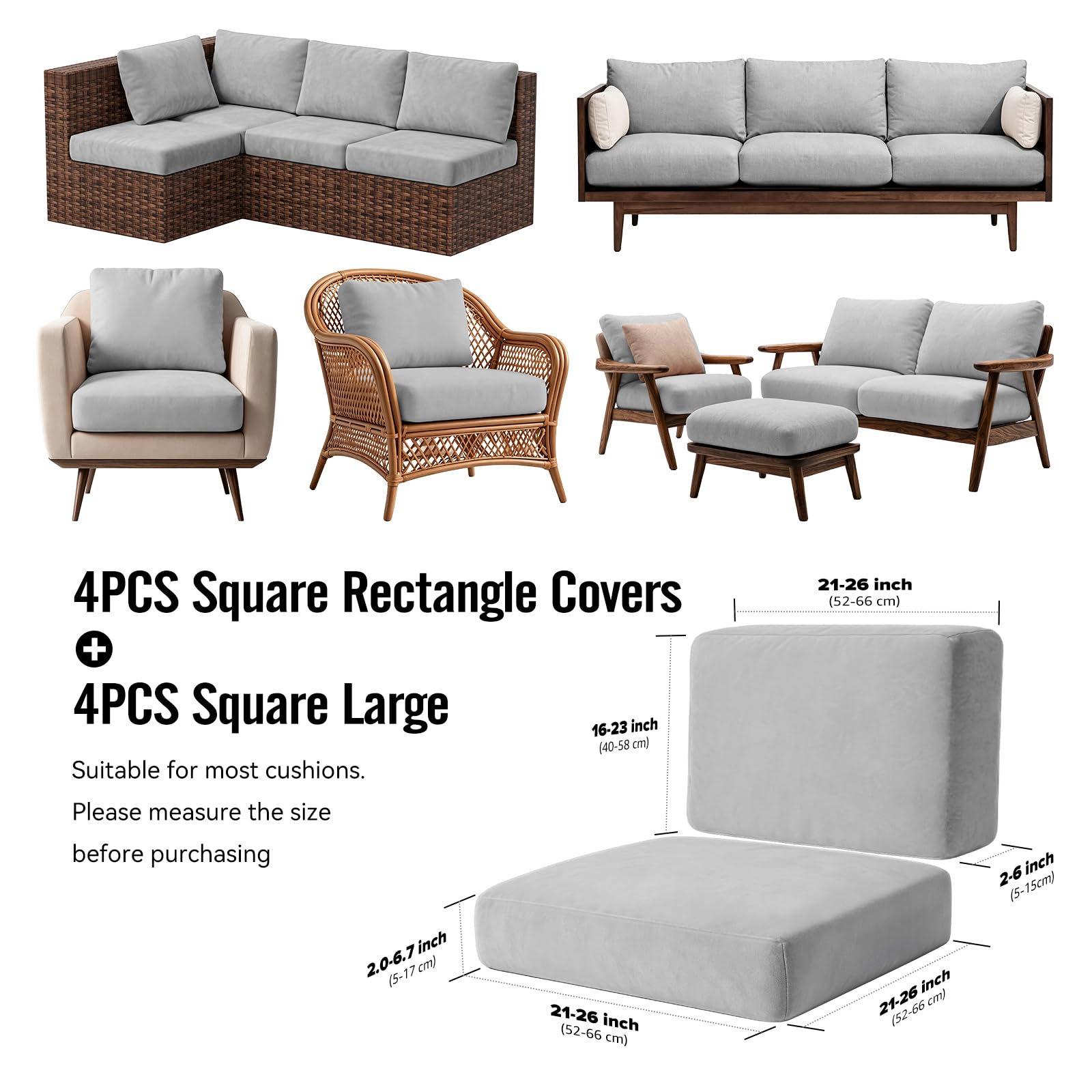 Vorshape outdoor cushion covers showing elastic back straps