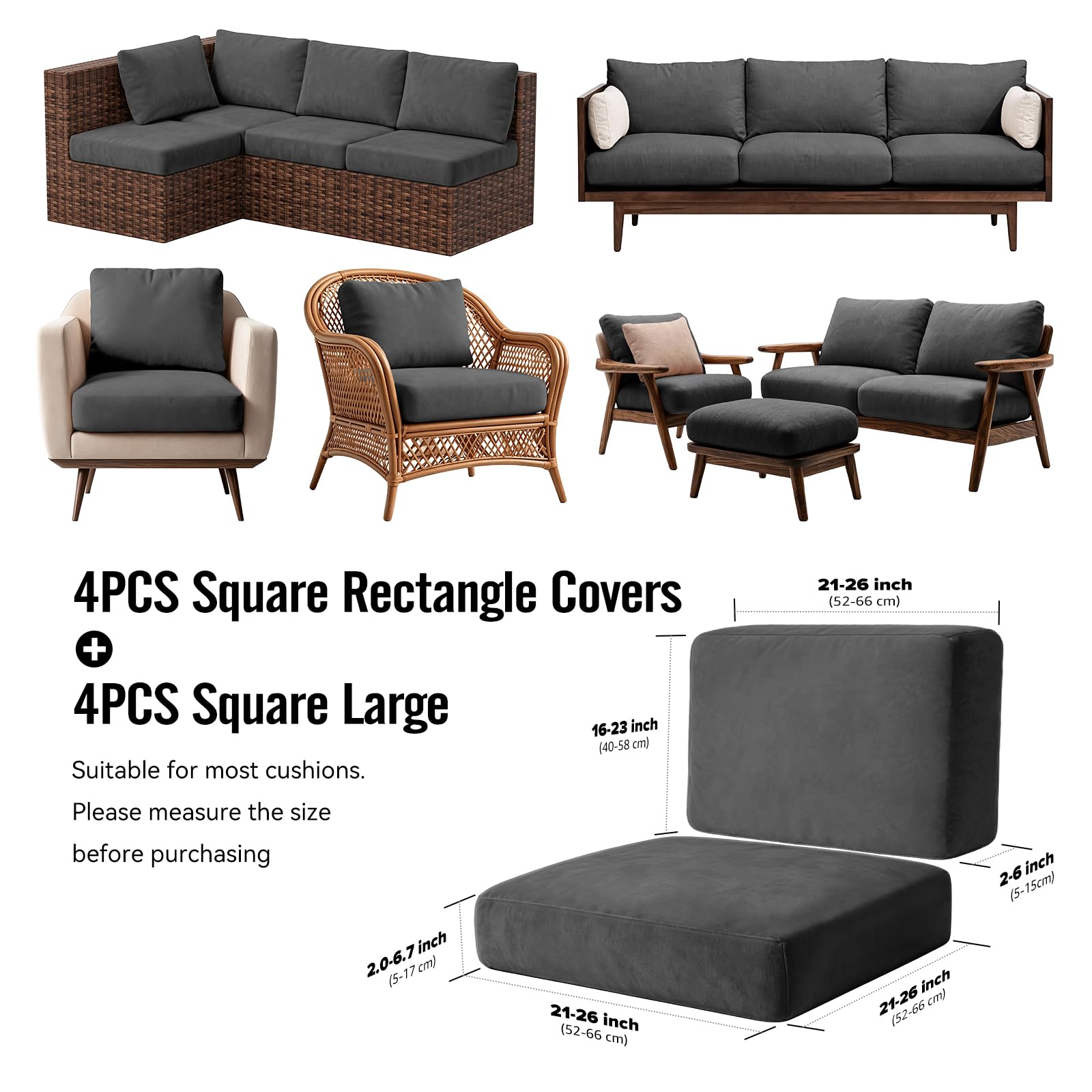 Vorshape Outdoor Cushion Covers showing Square Large size