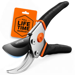 VOTREK 8.5" Bypass Pruning Shears front view in Sunset Orange