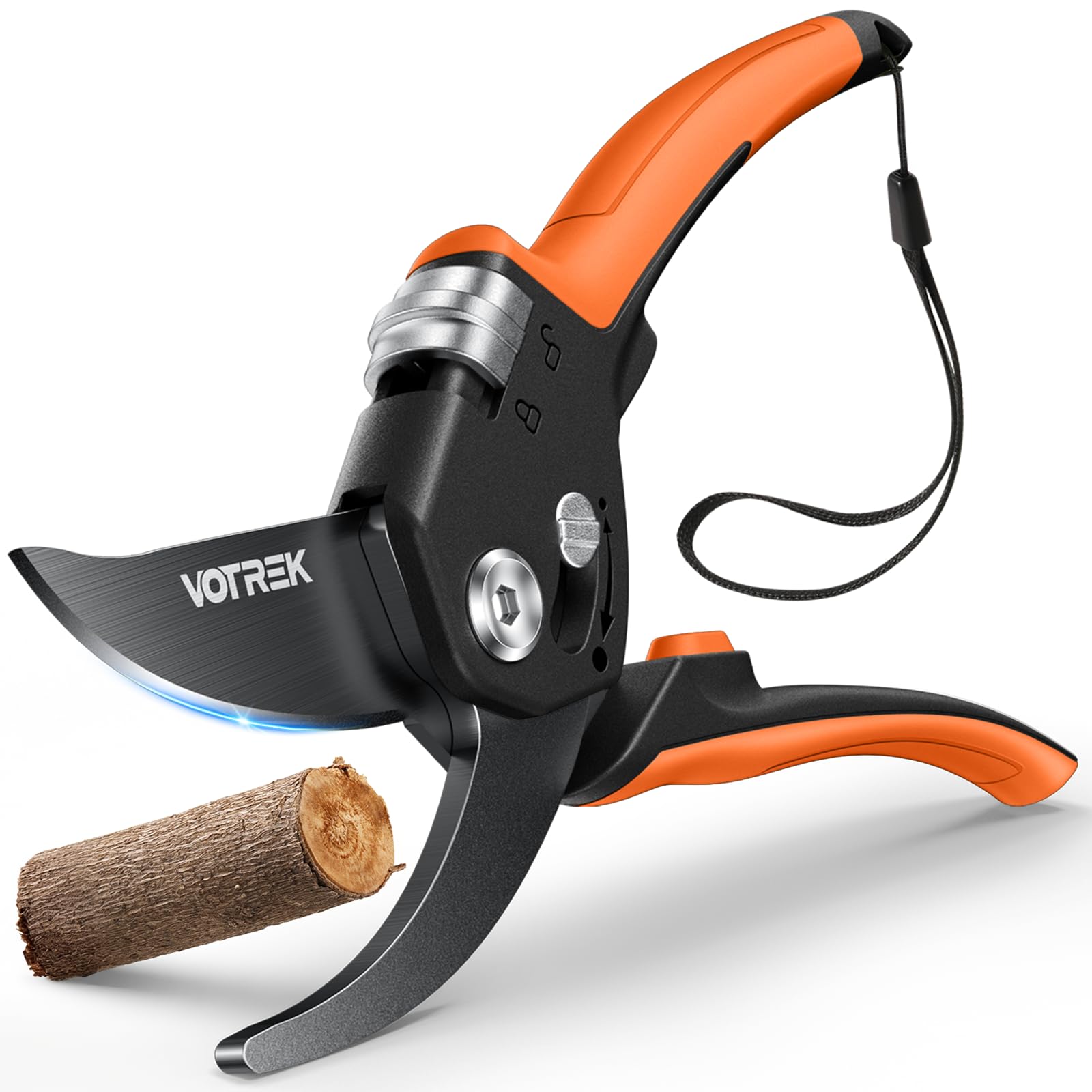 VOTREK 8.5-inch garden shears front view with ergonomic handle