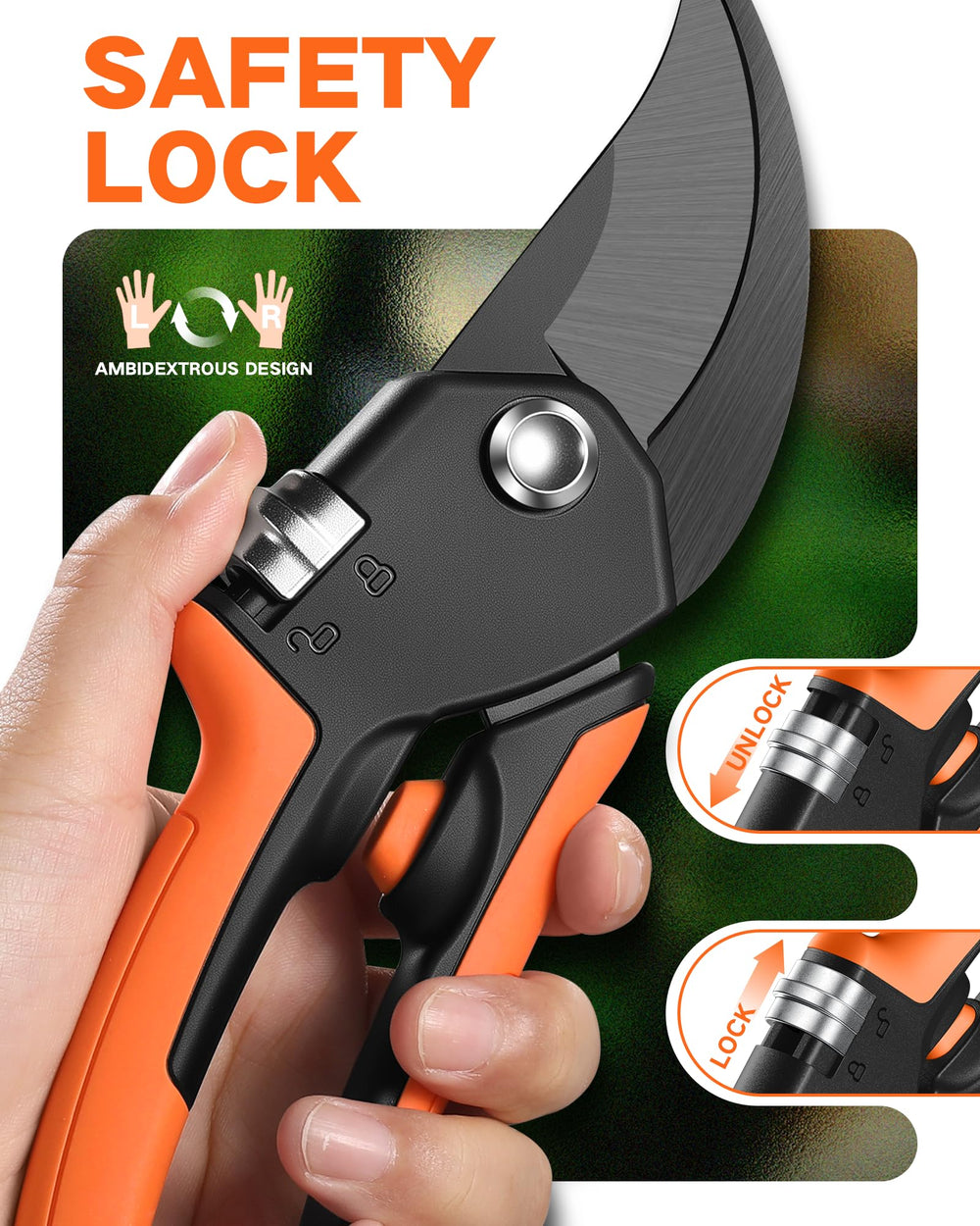 VOTREK 8.5-inch garden shears with Teflon coating