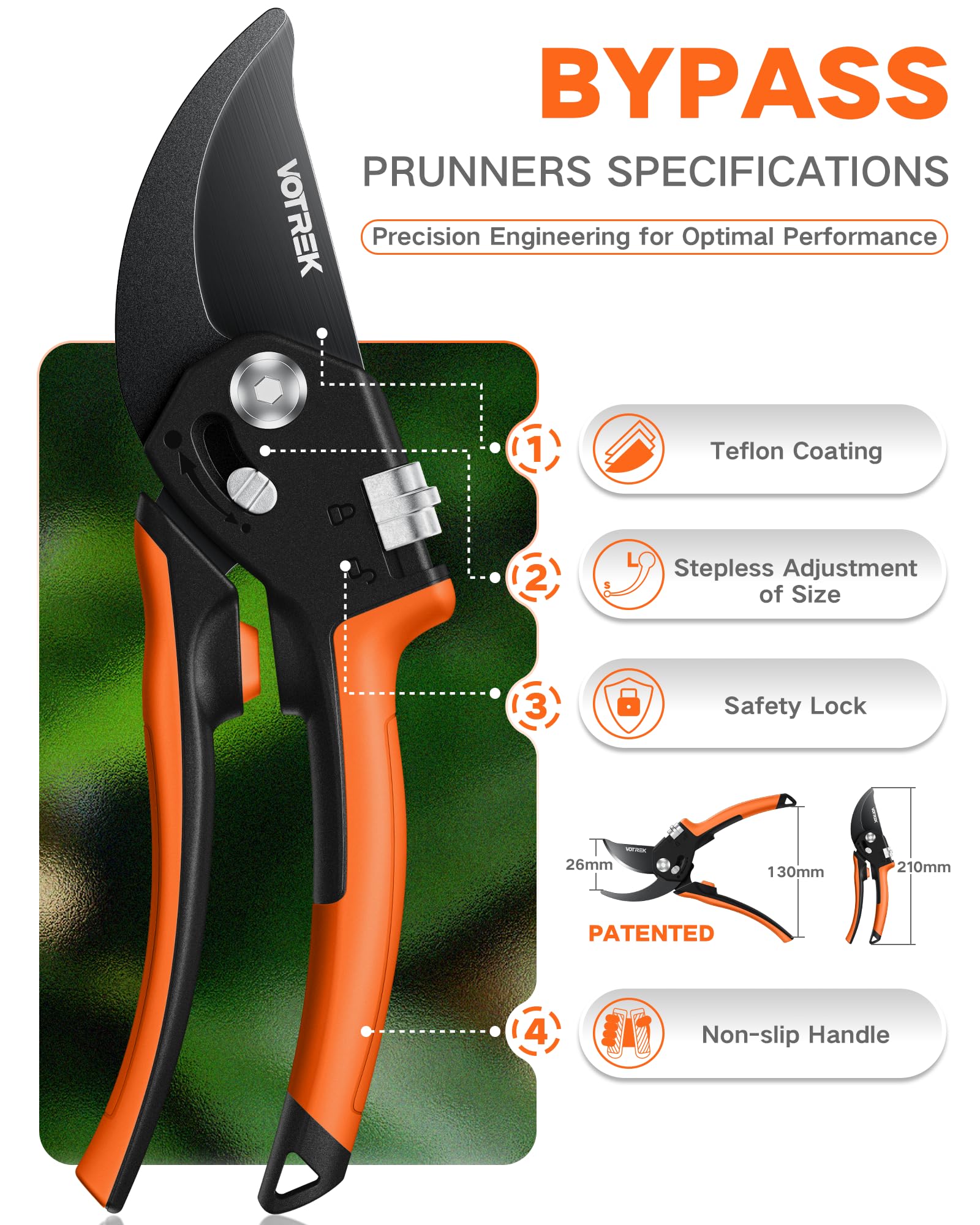 VOTREK garden shears in use on thick branch