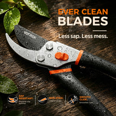 VOTREK pruning shears with jam-proof spring mechanism