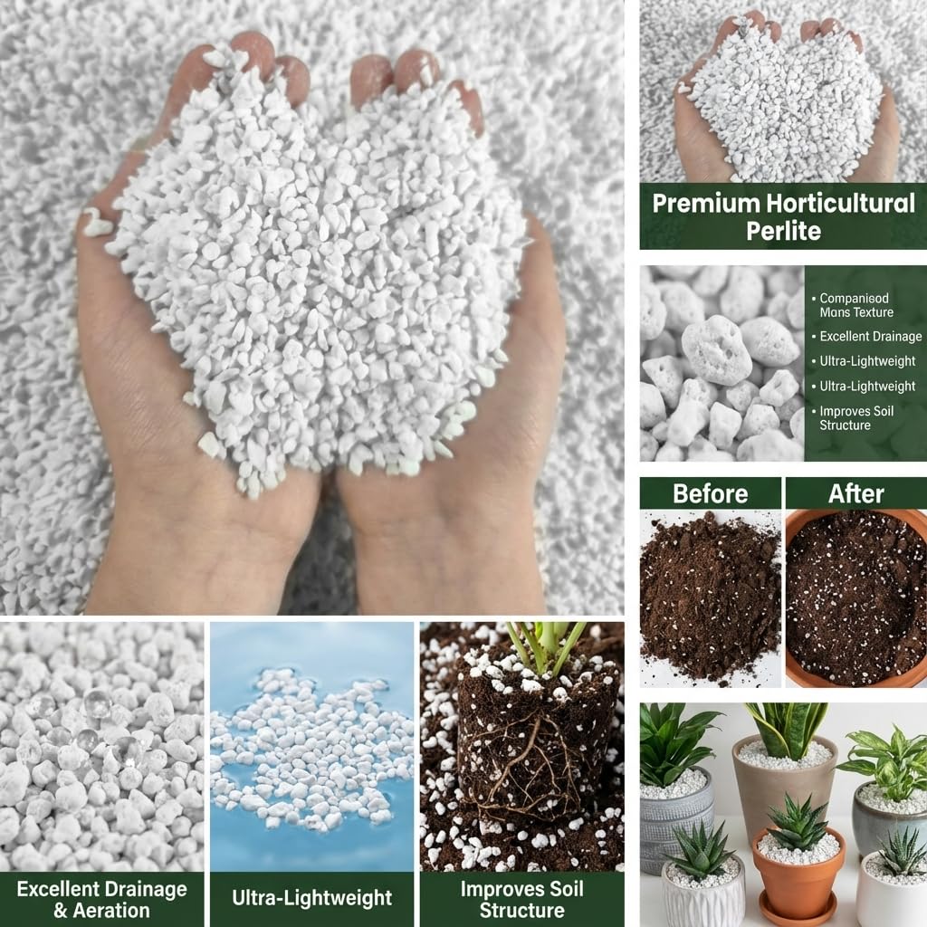 Voulosimi 15QT Organic Perlite in use with plants