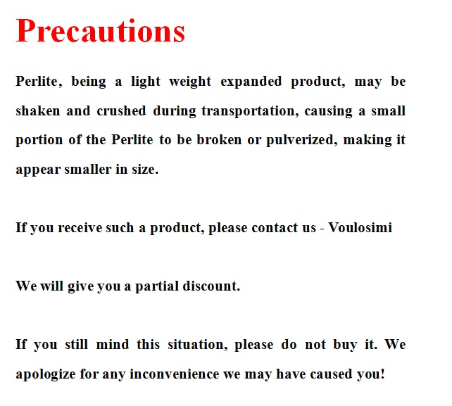 Voulosimi Organic Perlite packaging with size dimensions