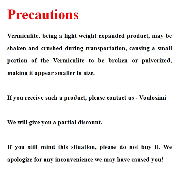 Voulosimi vermiculite granules packaging details
