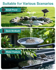 Vovamo Rock Solar Fountain with solar panel and water flowing