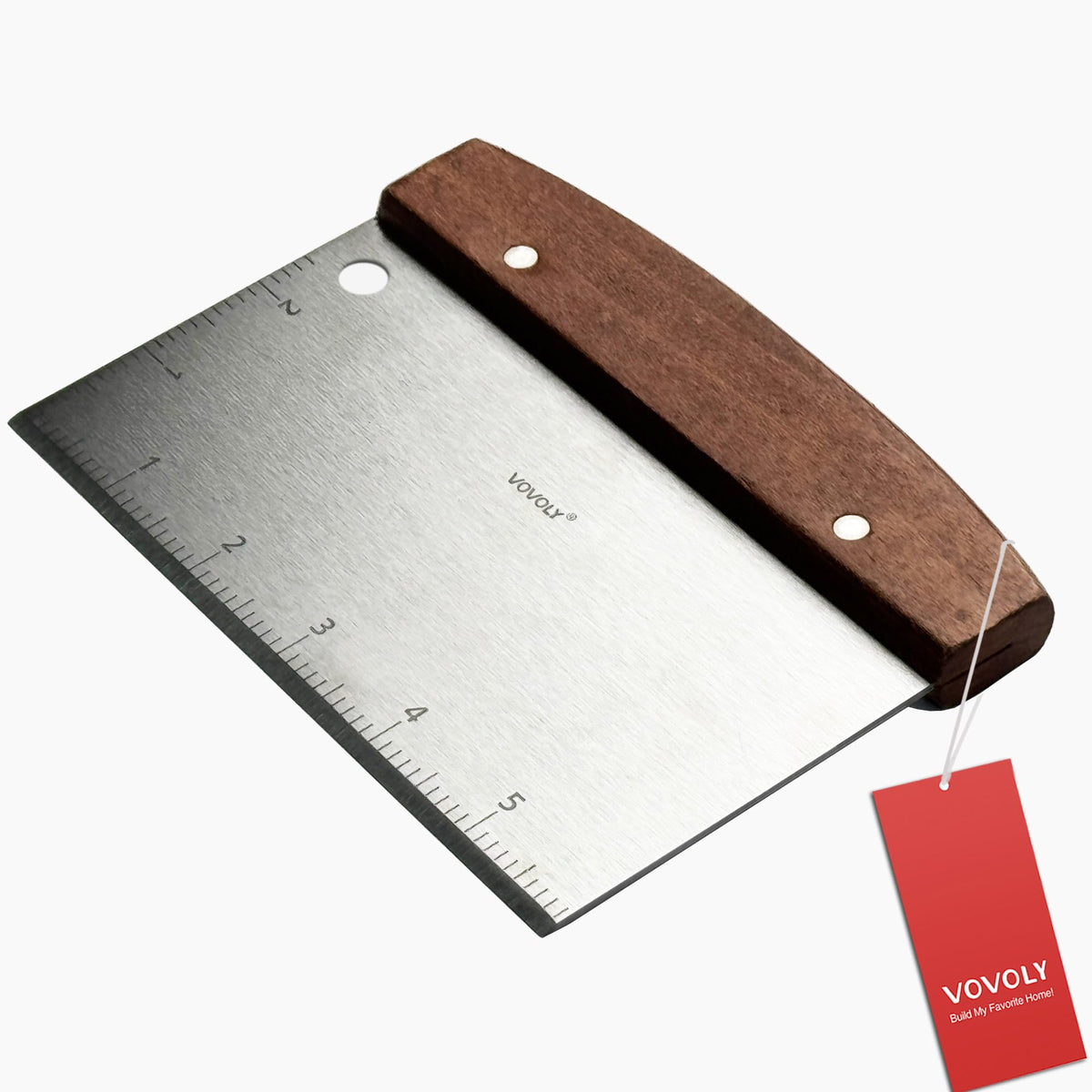Vovoly Bench Scraper front view with wooden grip