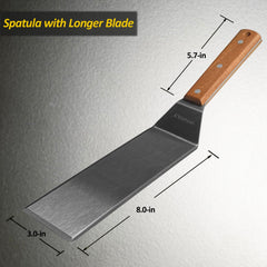 Vovoly Griddle Spatula side view showing wooden handle
