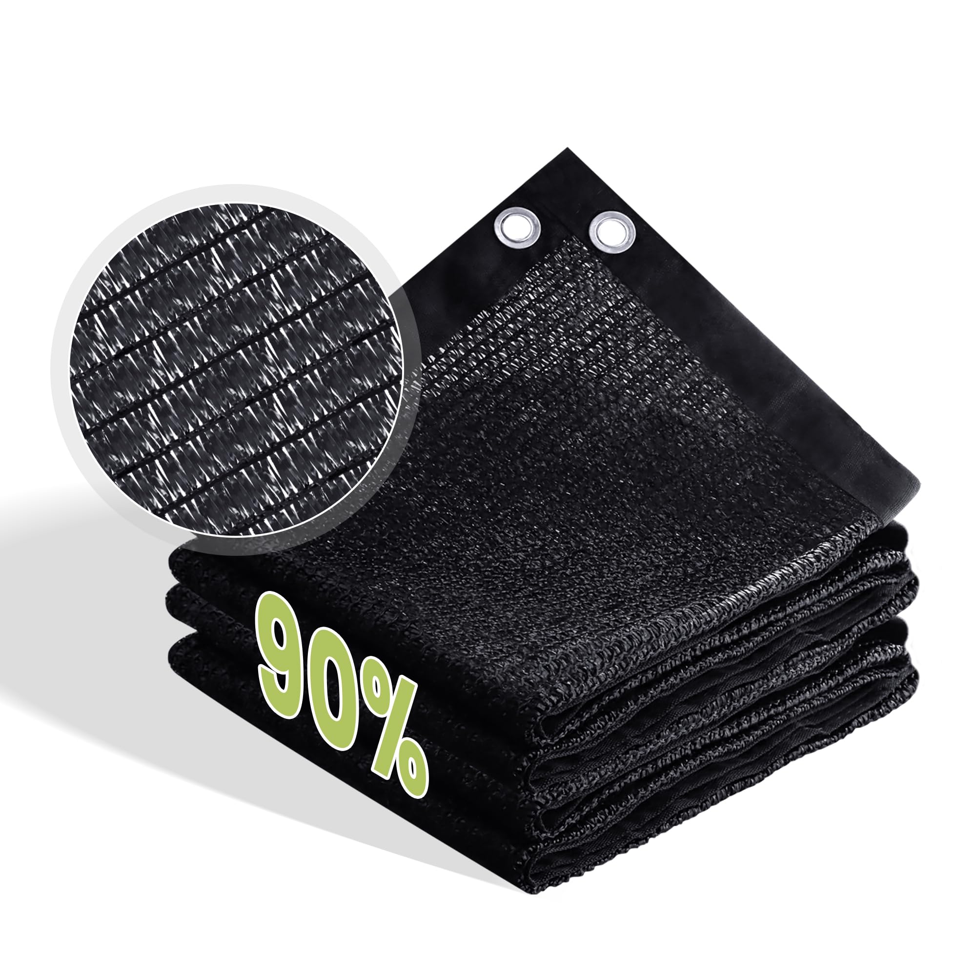 VOXBIN 90% Patio Shade Cloth 10×10 FT black front view