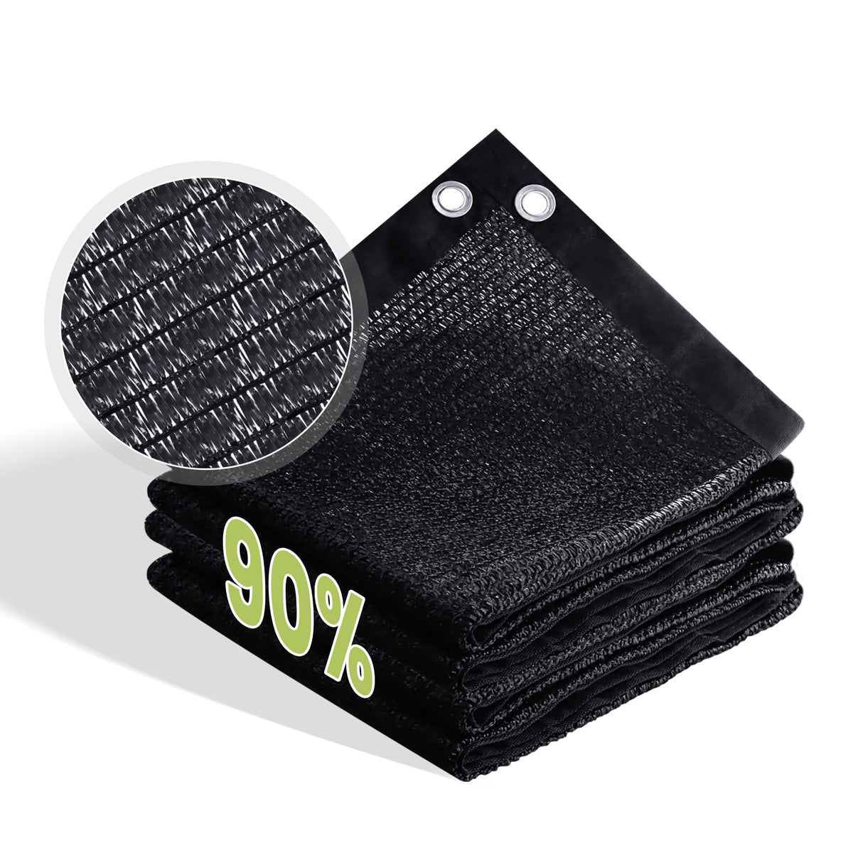 VOXBIN 90% Patio Shade Cloth 10×10 FT black front view