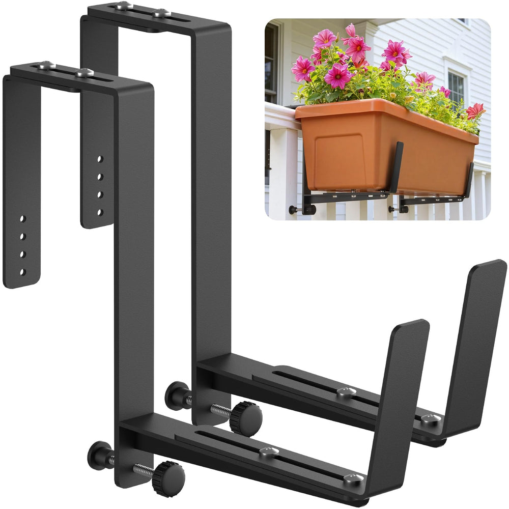 VOXOR adjustable planter box bracket black front view