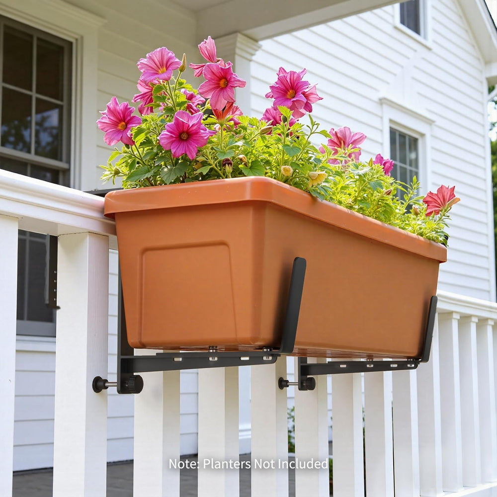 VOXOR planter box bracket side view showing adjustable features