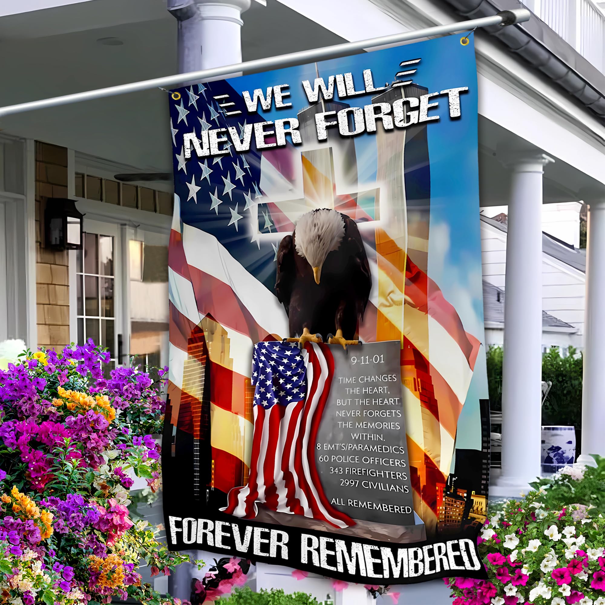 VOZUN 911 Never Forget Flag 3x5 Ft front view