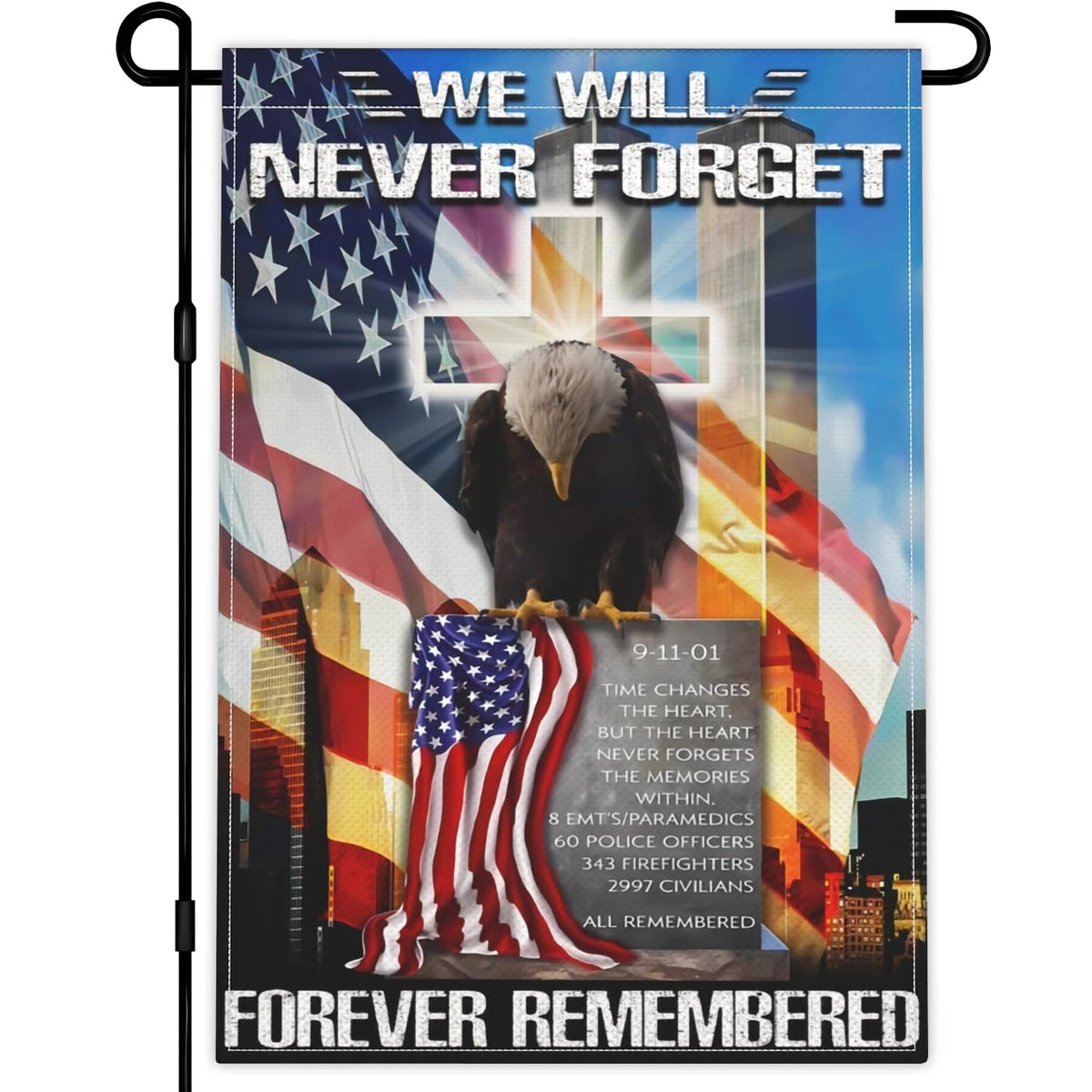 VOZUN 911 Never Forget Garden Flag 12x18 inches outdoor display