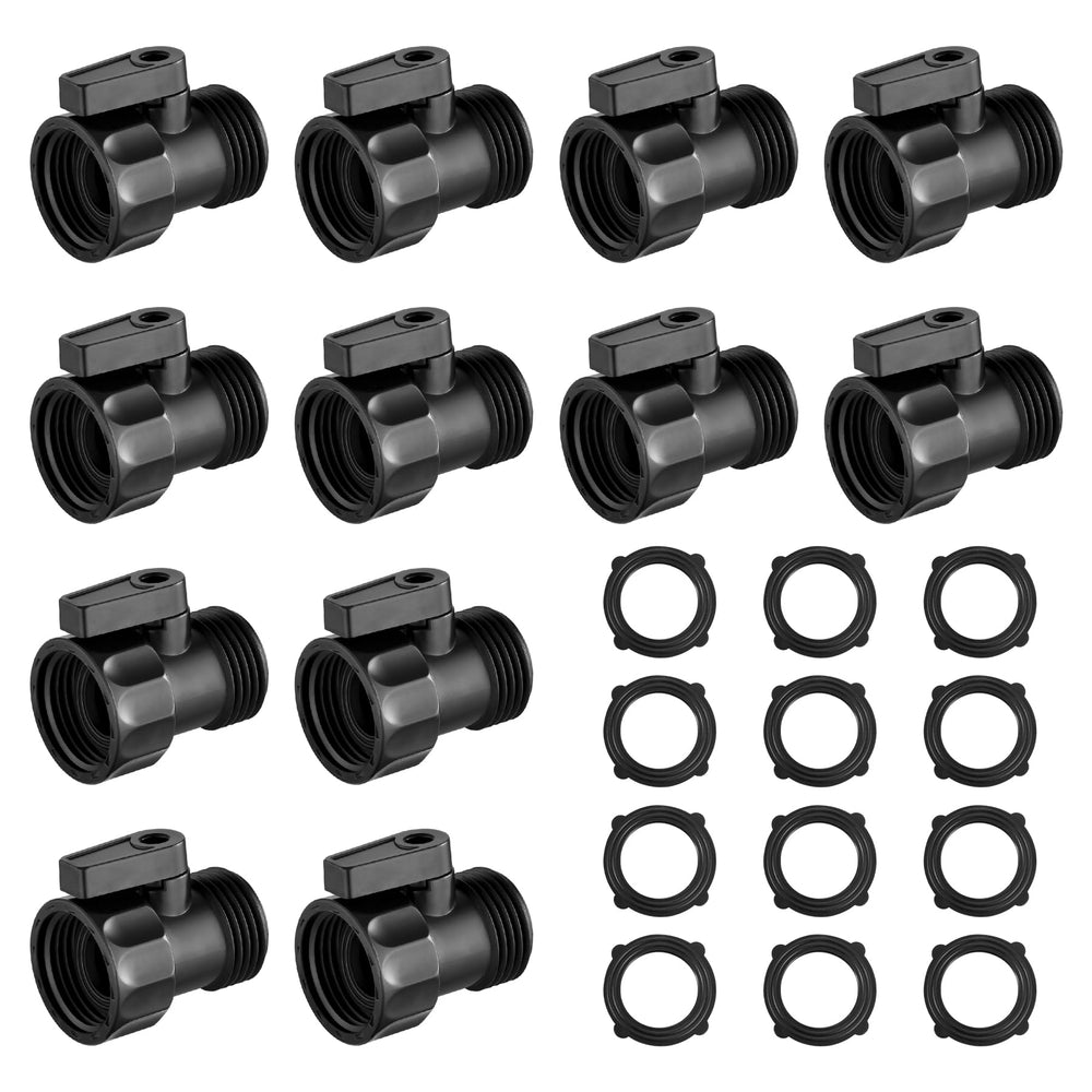 Vtenyeo 12 PCS 3/4 inch plastic garden hose shut off valve front view