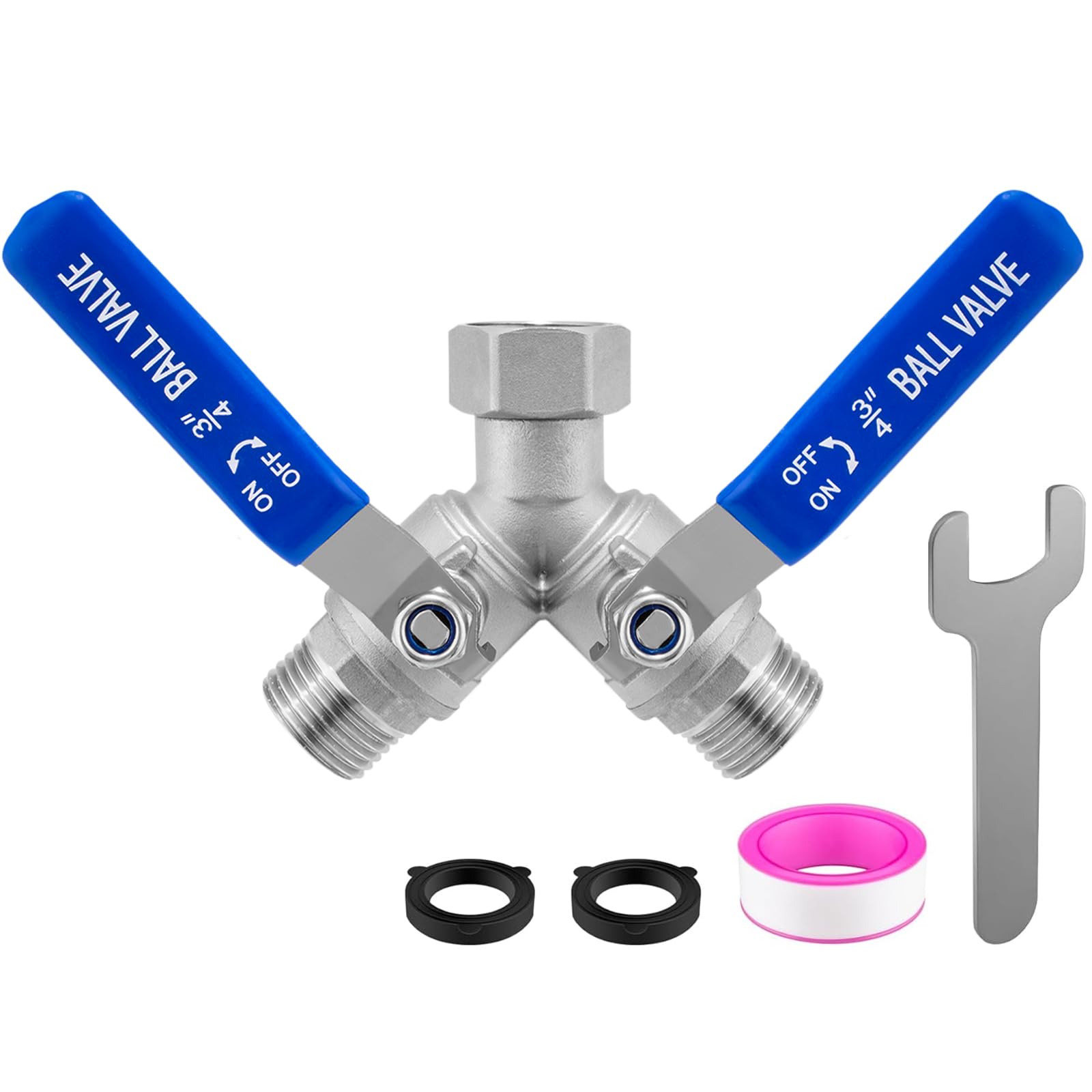 Vtenyeo 2-way garden hose splitter front view with large handle