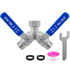 Vtenyeo 2-way garden hose splitter front view with large handle