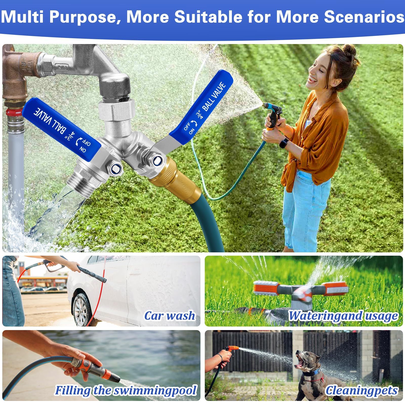 Vtenyeo garden hose splitter package and dimensions