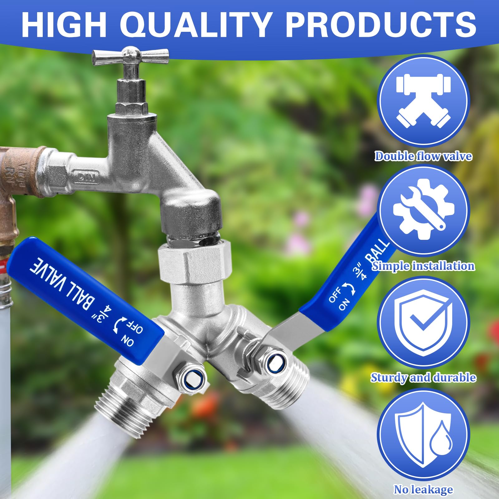 Vtenyeo hose splitter with ergonomic handle in use